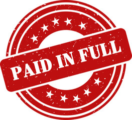 Paid in full red stamp, Stamp round style