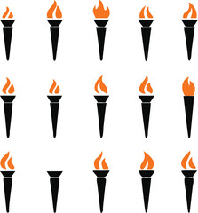 Torch vector icon set illustration design template