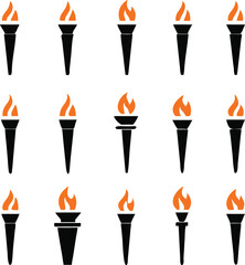 Torch vector icon set illustration design template