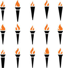 Torch vector icon set illustration design template