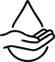 Dermatology tested vector icon in line style with water drop, hand with water logo. Dermatology test and dermatologist clinic icon, business concept allergy free and healthy
