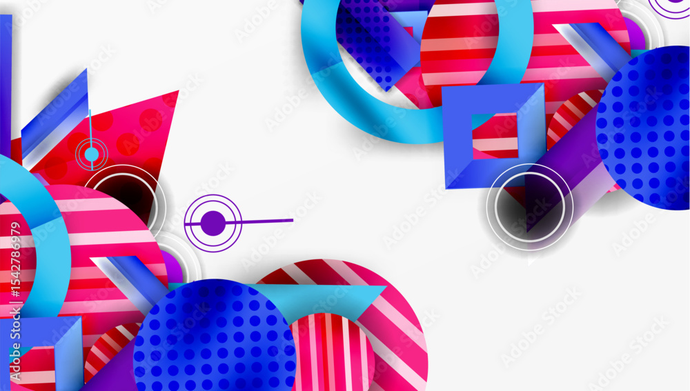 Aufkleber Abstract geometric shapes, vibrant colors, dynamic composition. Modern design elements create visually interesting pattern.