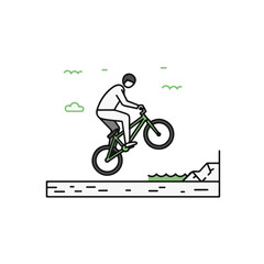 Fototapeta premium BMX rider performing a stunt on a mountain bike.