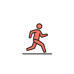 A simplistic drawing of a running human figure.
