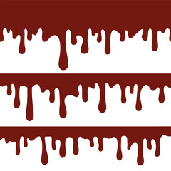 Melted chocolate dripping on white background, Vector Illustration of Liquid Chocolate Cream