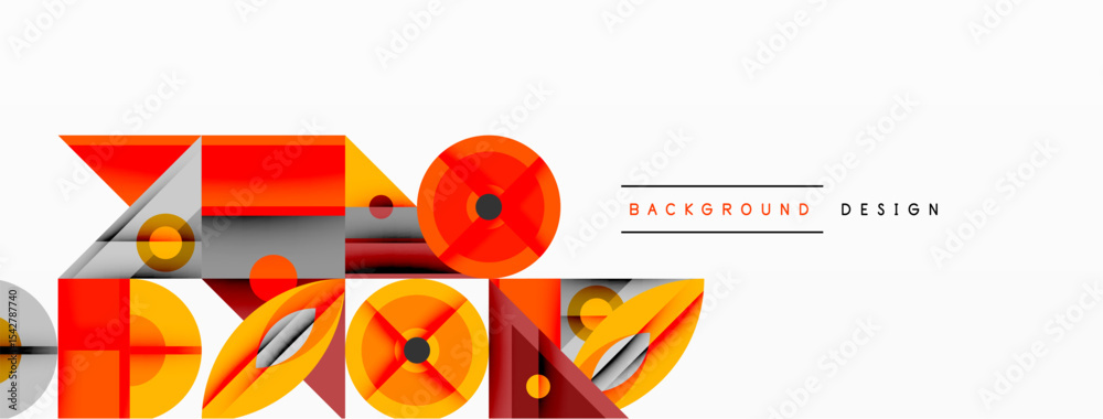 Aufkleber abstract geometric shapes, red orange tones, gray accents. modern design elements create dynamic vis