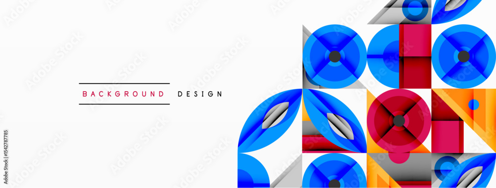 Poster abstract geometric pattern. blue, red, pink shapes create modern design. clean lines, simple composi