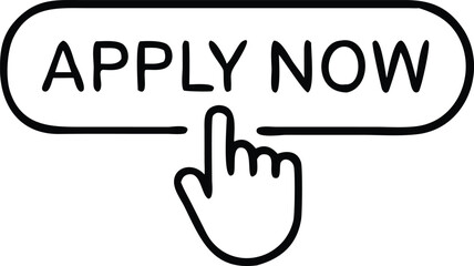 Apply now icon in line style. flat Finger cursor isolated on white isolated background. Click button for app and web design .vector illustration