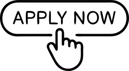 Apply now icon in line style. flat Finger cursor isolated on white isolated background. Click button for app and web design .vector illustration