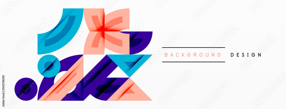 Poster abstract geometric shapes, vibrant colors, modern design elements. composition features overlapping 