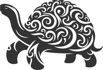 Drawing silhouette of a tortoise animal vector black
