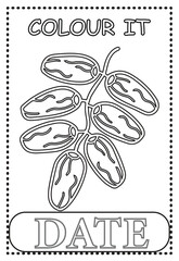 Coloring page for kids learning  Fruits Date