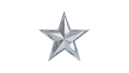3d silver metallic star isolated on a transparent background. silver shiny star for Awards, medals, decoration design elements isolated PNG