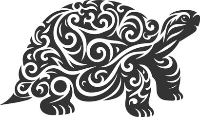 Drawing silhouette of a tortoise animal vector black