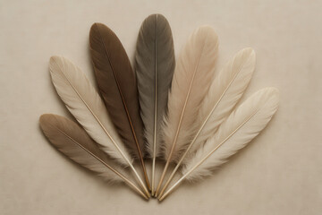 Muted Tones Feather Arrangement on Neutral Background