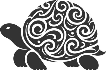Drawing silhouette of a tortoise animal vector black