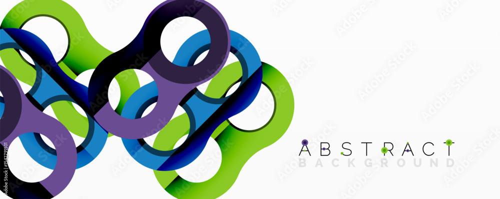 Poster Bright colorful abstract design. Interlocking shapes create dynamic visual effect. Modern graphic element for backgrounds.