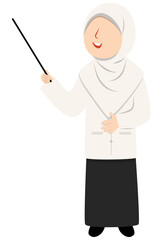 Smiling Muslim Woman Teacher Giving a Presentation