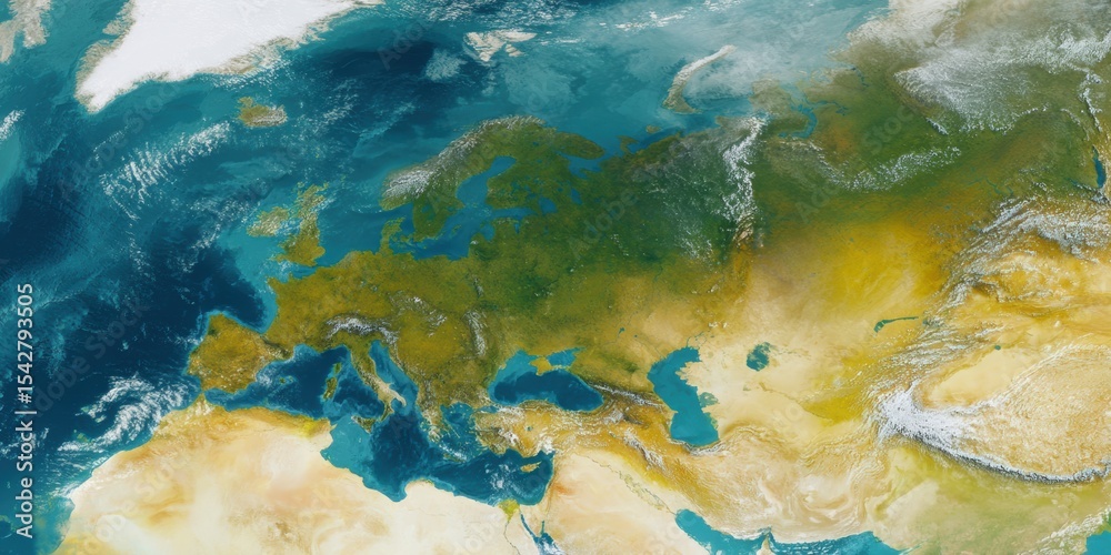 Aufkleber satellite view of earths physical geography with vibrant midday lighting highlighting continental fo