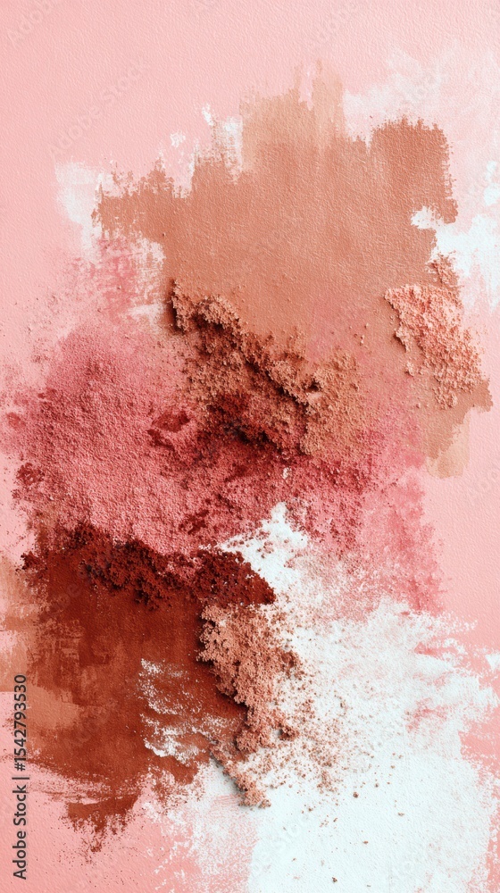 Aufkleber washed pigment abstract brush strokes in dusty rose terracotta and chocolate tones with textured mat