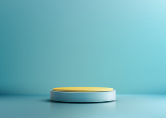 light blue cylindrical podium mockup minimalist product display showcase on reflective surface modern 3d isolated