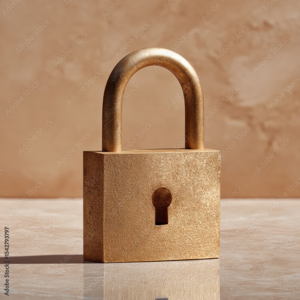 Aufkleber rustic metallic padlock on reflective surface symbolizing digital security and strong authentication