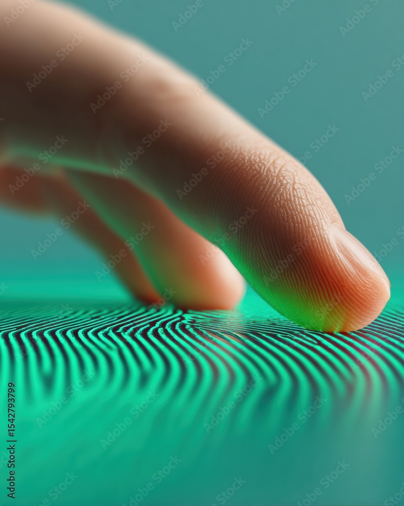 Aufkleber futuristic fingerprint authentication using biometric scanner with neon green digital security inter