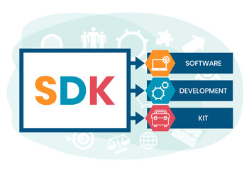 SDK - Software Development Kit acronym. business concept background. vector illustration concept with keywords and icons. lettering illustration with icons for web banner, flyer, landing page