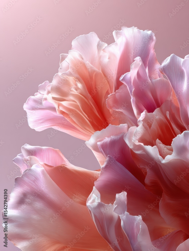 Poster ethereal blush pink floral close-up with soft diffused lighting and translucent petal textures for m