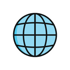 Globe with shaded continents and deep color contrast builds a rich and useful study icon.