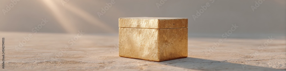 Poster Secure golden locked ballot box with visible padlock on neutral background symbolizing tamper-proof election security and trusted democratic voting integrity