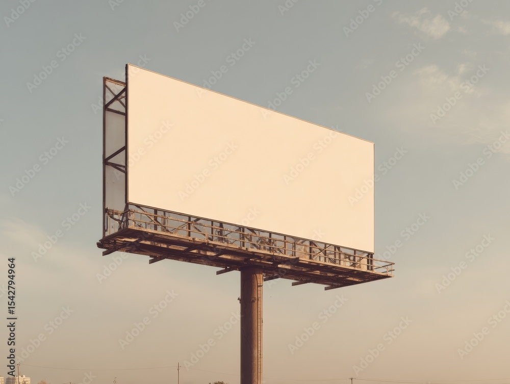 Aufkleber minimalist empty large billboard against soft sky with warm neutral tones modern advertising space f