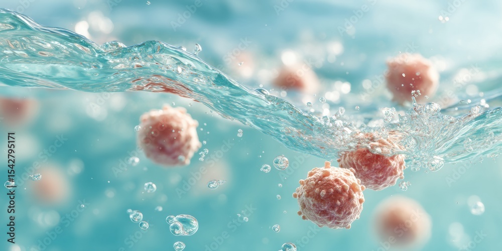 Poster microscopic visualization of foodborne bacteria and pathogens in water highlighting safe food handli