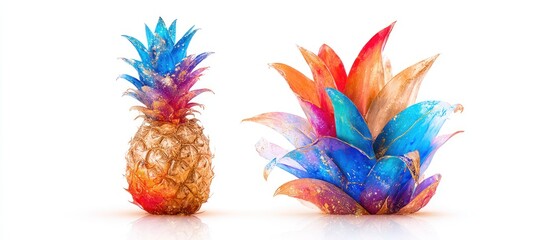 Vibrant pineapples in vivid colors