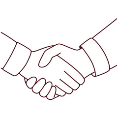 Black-and-white line art of a handshake, symbolizing agreement, teamwork, respect, and communication in a minimalist style