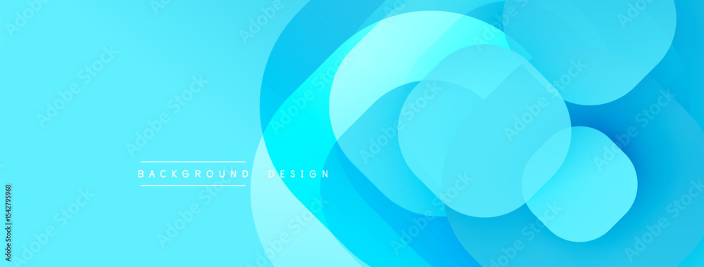 Poster Abstract blue background. Overlapping circles create dynamic, modern visual effect. Gradient shades offer depth, texture. Minimalist design.