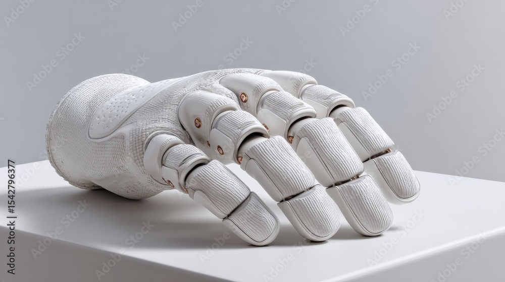 Poster Advanced Haptic Feedback VR Glove with Motion Tracking Sensors on Minimalist White Surface for Wearable Tech and Virtual Interaction Innovation
