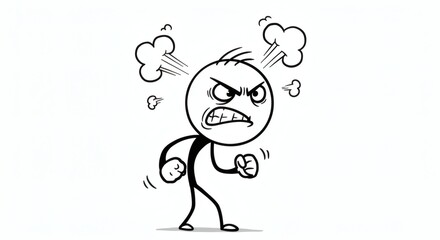 Angry Stick Figure Illustration Expressing Rage and Frustration
