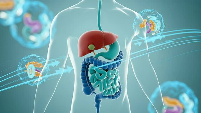 Human digestive system 3 d animation anatomy model
