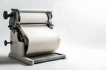 Vintage paper plotter machine with blank sheet for architectural drawings and blueprints