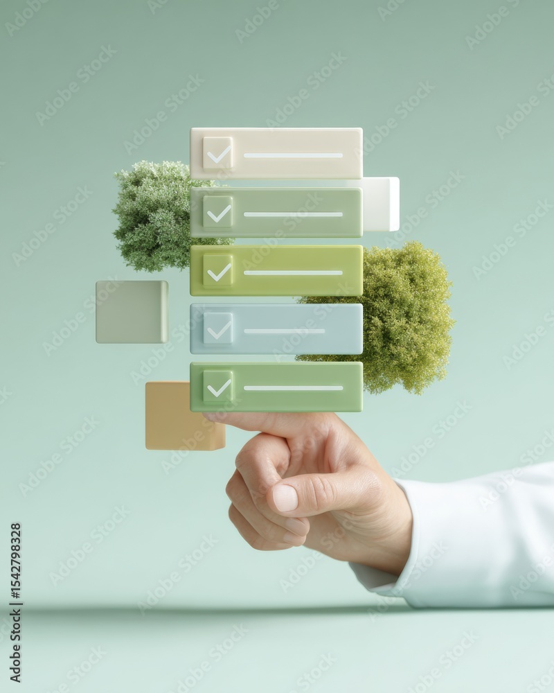 Leinwandbilder Digital Progress Checklist with Interactive Task Completion Interface in Serene Pastoral Style for Workflow Automation and Business Efficiency