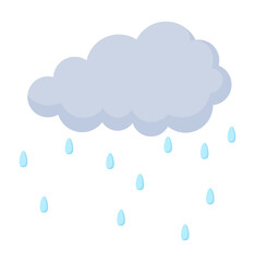 flat cloud and rain drops clipart weather illustration 