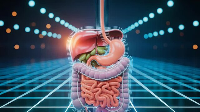 Human digestive system 3 d animation internal organs realistic anatomy model