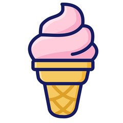 	A cute soft serve ice cream icon with transparent background. Ideal for summer-themed UI, stickers, banners, or social media content.