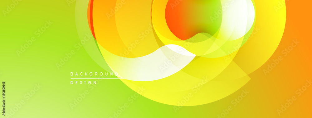 Aufkleber Abstract vibrant circles overlap, creating dynamic colorful background. Smooth gradients transition from green to orange hues.