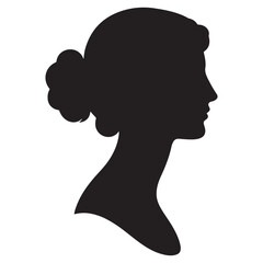 Classic Female Silhouette – Elegant Woman Profile Vector on White Background