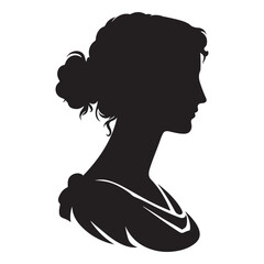 Classic Female Silhouette – Elegant Woman Profile Vector on White Background