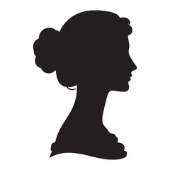 Classic Female Silhouette – Elegant Woman Profile Vector on White Background