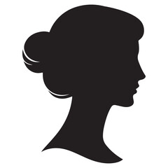 Classic Female Silhouette – Elegant Woman Profile Vector on White Background