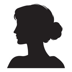 Classic Female Silhouette – Elegant Woman Profile Vector on White Background